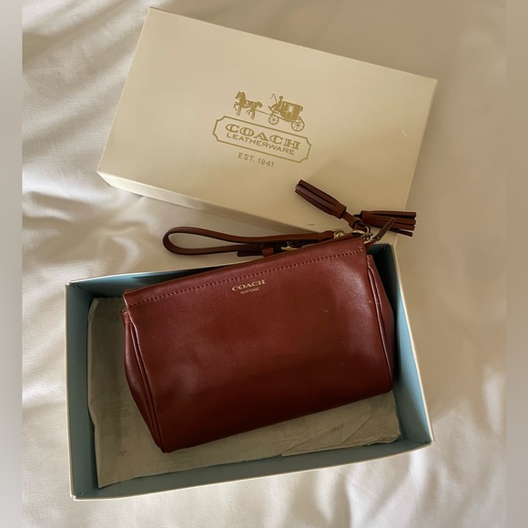 Coach Brown Leather Wristlet - Picture 1 of 8